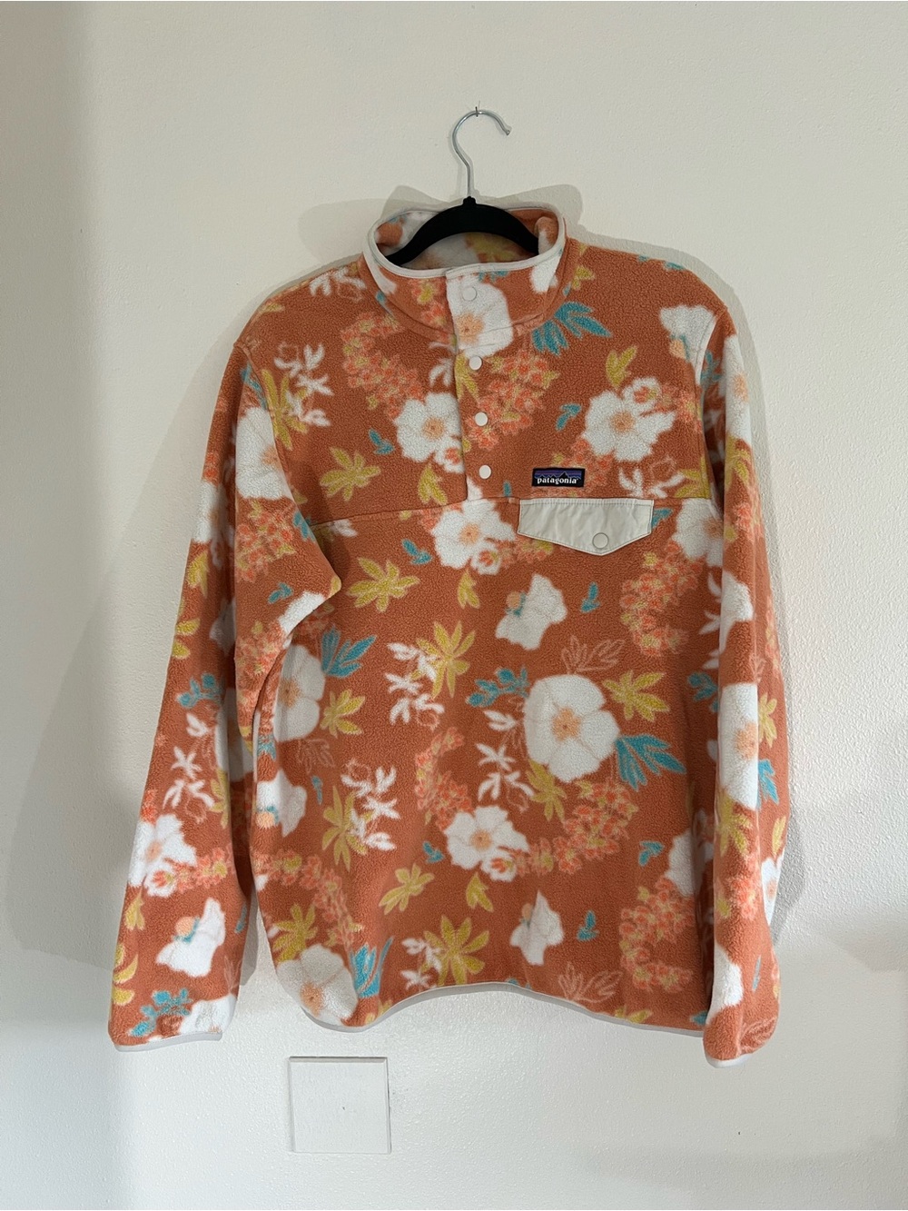 Patagonia Synchilla Fleece Pullover - Orange, Cream, Yellow, Blue floral